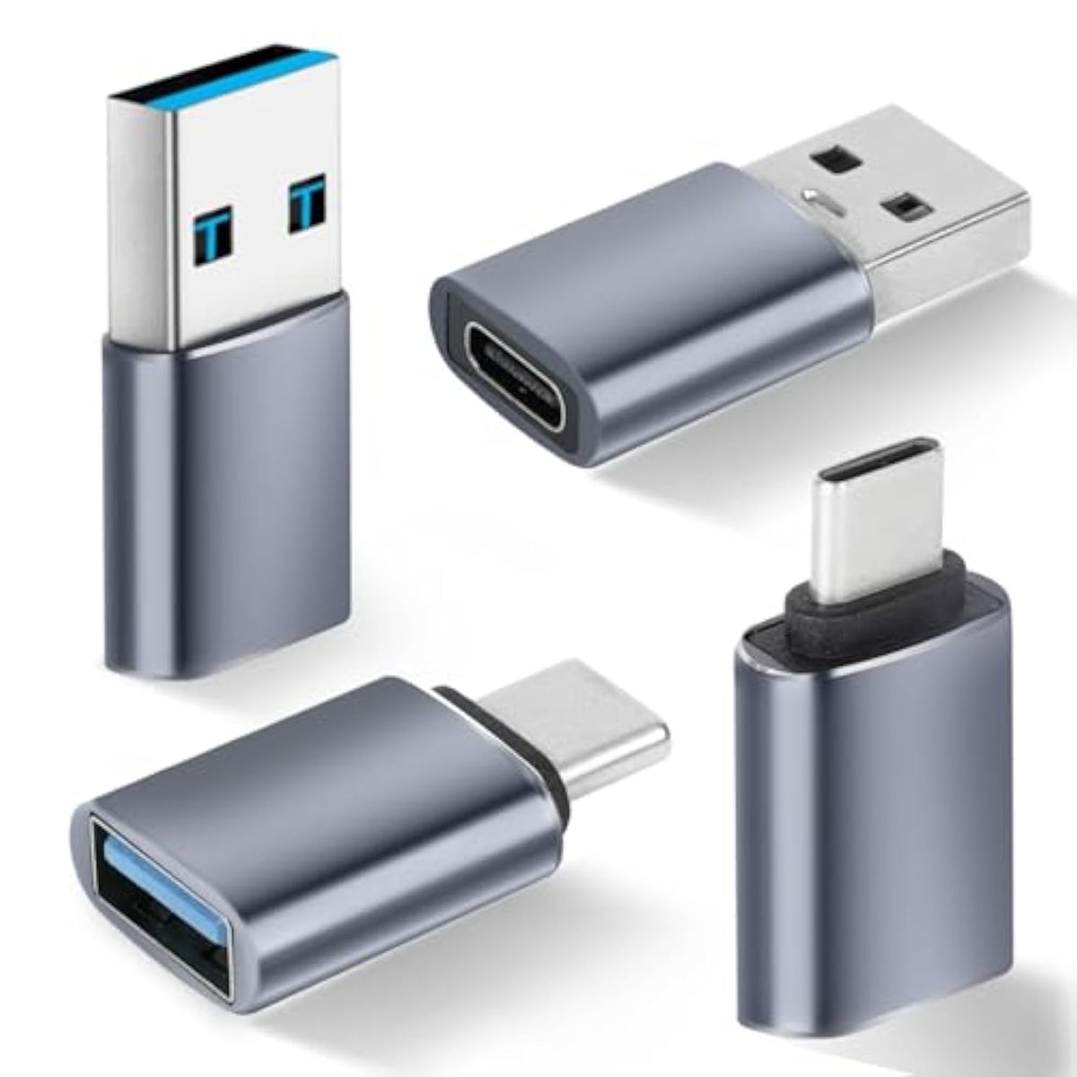 Usb To Usb C Adapter 4 Pack, 2*Type C Female To A Male Charger Converter & 2*Usb C Male To Usb 3.0 Female For Apple Watch Iphone 15 Pro Max 14 13 12,Airpods Ultra 8 9 Samsung, Otg Adapt Usb To Usb C