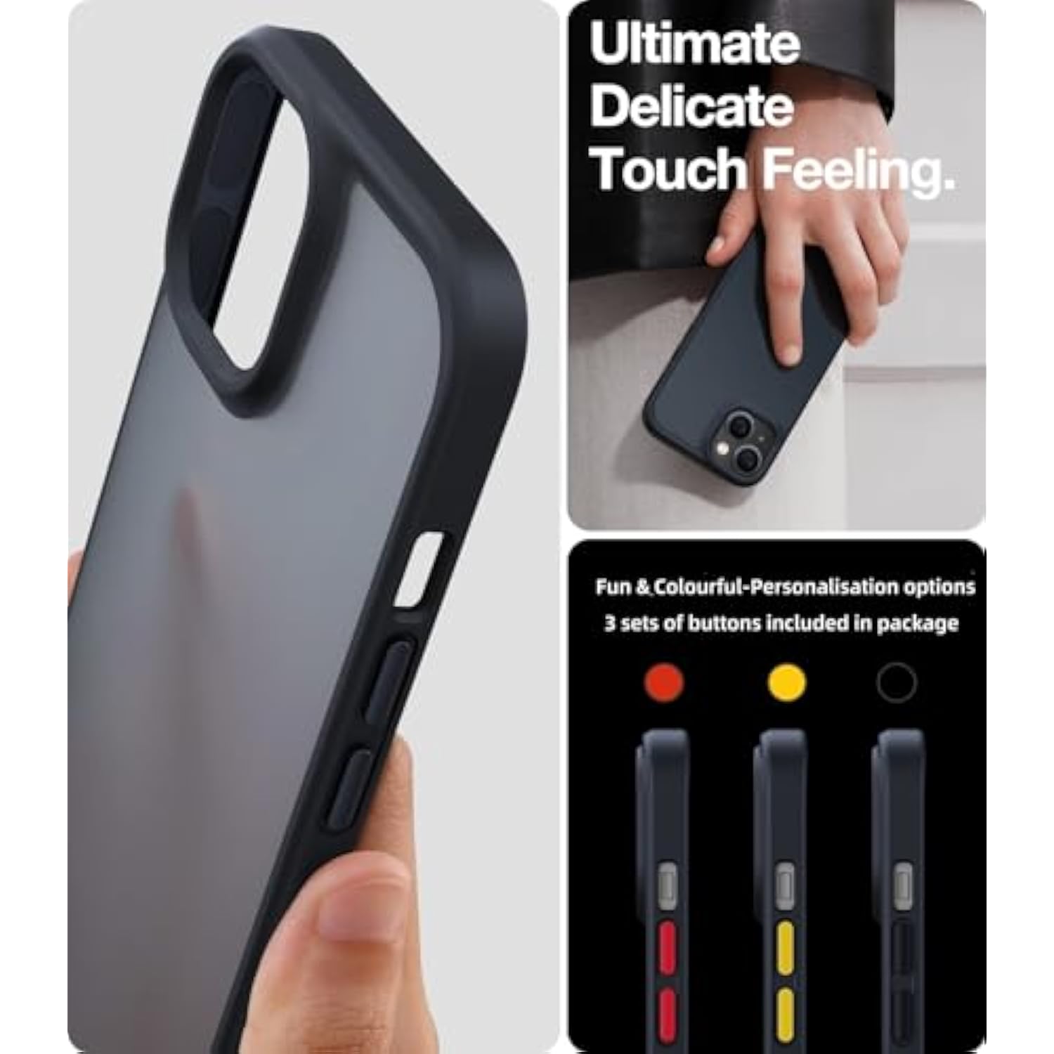 Iphone 14 Phone Case With Translucent Back Soft Edge Slim Cover