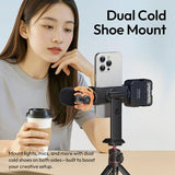 Phone Tripod Mount Adapter with Dual Cold Shoes & QR Plate, MA54 Cell Phone Holder for Tripod with 1/4" Screw, Adjustable Smartphone Mount Adapter