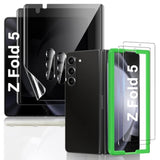 [2Set 6Pcs Galaxy Z Fold 5 Screen Protector, 2 Inner Tpu Privacy Films + 2 Outer Tempered Glass + 2 Camera Lens Protecters With Positional Mouting Frame