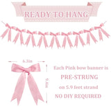 Pink Bow Garland Ribbon Banner Coquette Birthday Girls Baby Shower Party Decor