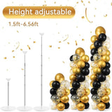 Adjustable Balloon Column Stand Kit: Black & Gold Party Decor - 100 Balloons