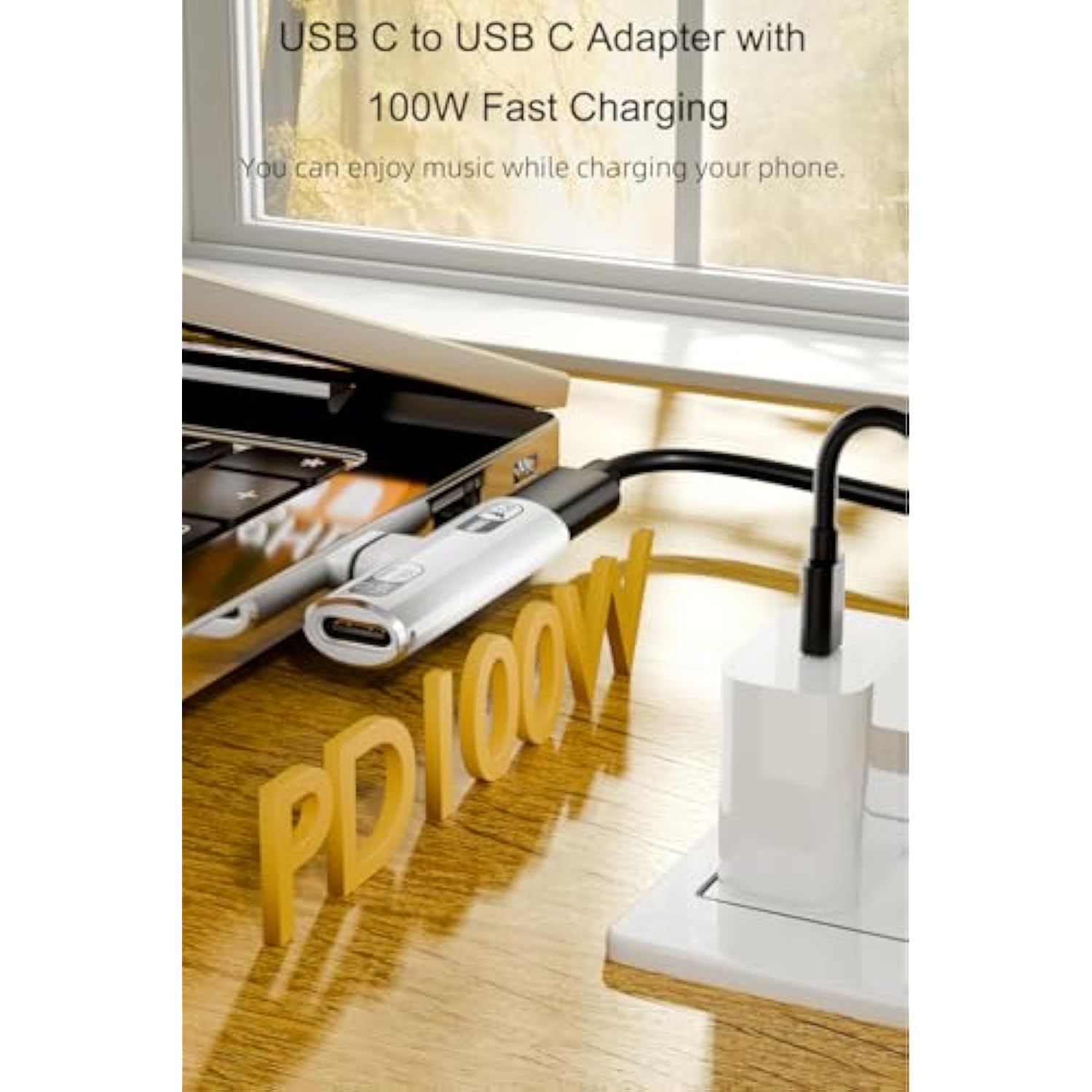 Usb C Splitter With 100W Fast Charging, Dual Usb C Headphone And Charger Adapter Dongle For Iphone 16/15 Series, Ipad, Macbook, Galaxy S24/S23 And More (White)