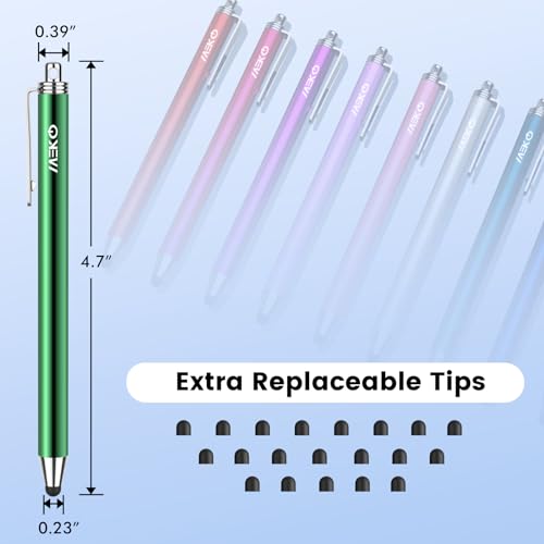 Stylus Pens For Touchscreens, 10 Pack Thin Rubber Tip Stylus Replaceable Tip Feature Bundle W/ 20 Pcs Replacement Tips For Ipad Iphone Tablets Smartphone&All Touch Screen Devices(10 Stylus+20Tips)