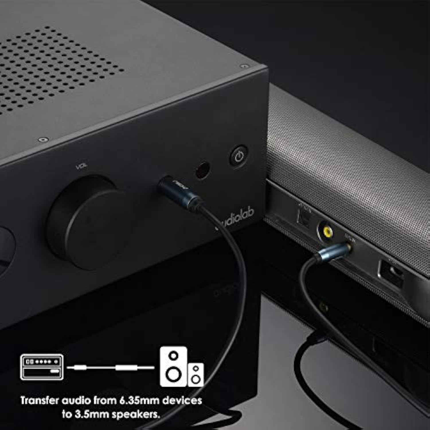 6.35Mm Male 1/4 To 3.5Mm Male 1/8 Trs Stereo Audio Cable (8 Ft), Headphone Adapter 1/8 To 1/4 Adapter For Guitar, Piano, Amplifiers, Home Theater Devices, Or Mixing Console - 8 Feet