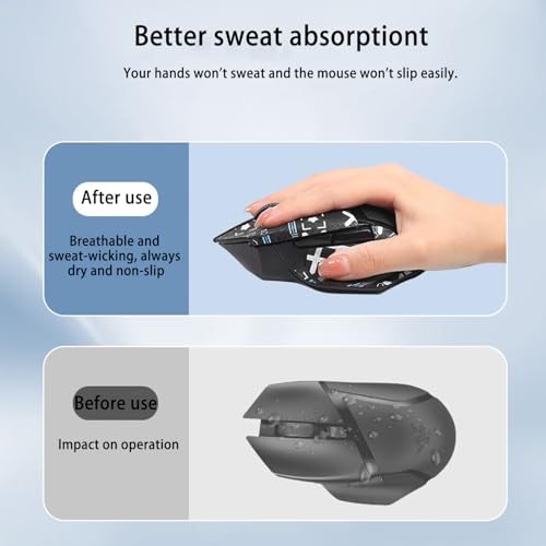 Mouse Grip Tape Full Coverage For Benq Zowie Ec2-Cw Ergonomic Gaming Mouse, Mouse Anti Slip Grip Tape,Self-Adhesive Precut Sweat-Resistant Professional Mice Upgrade Kit(Black)