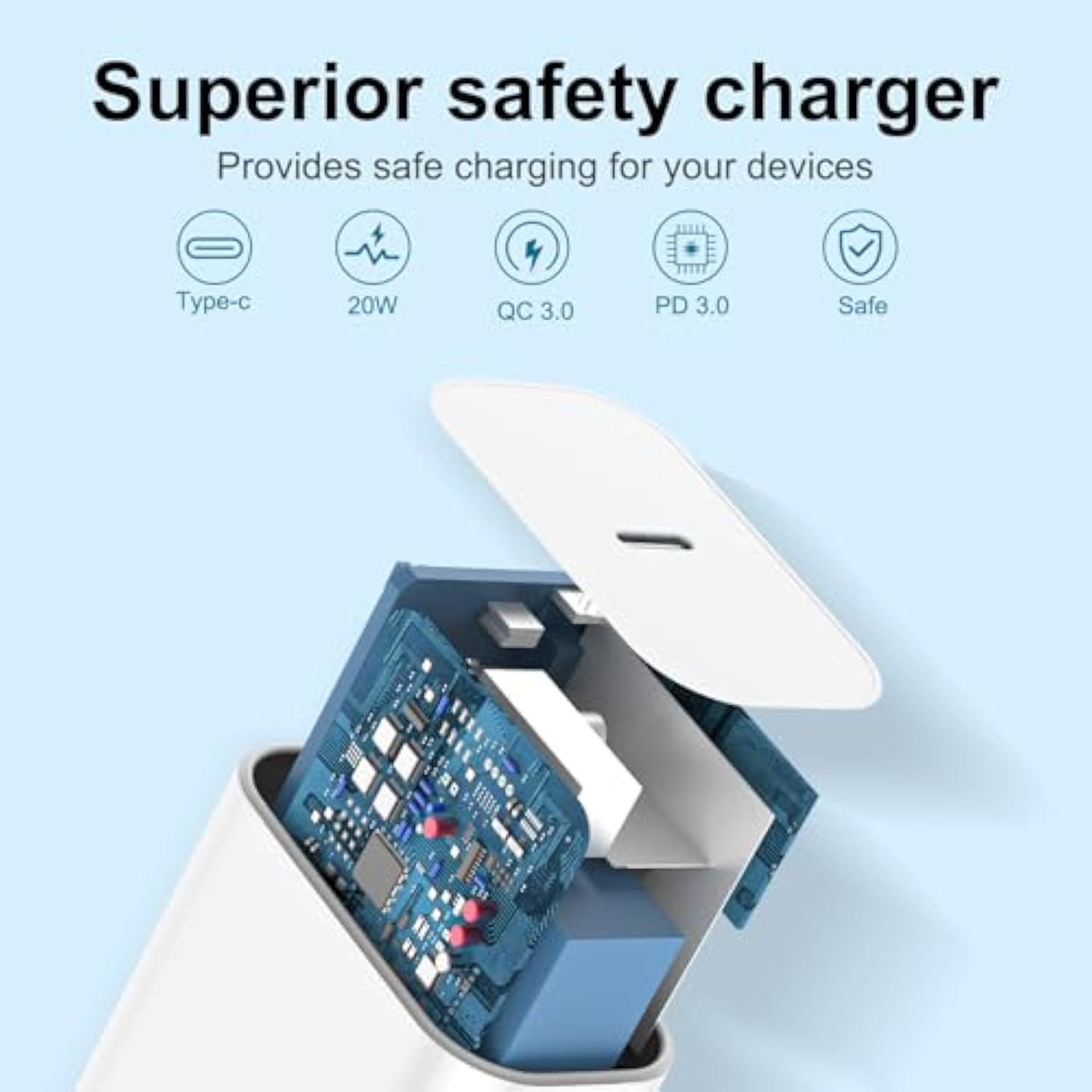 Iphone 16 Charger Fast Charging,20W Usb C Fast Charger For Iphone 16/15/Plus/Pro Max, Ipad Pro 12.9/11 Inch, Ipad Air 5Th/4Th, Ipad 10Th, 2Pack Type C Wall Charger Block With 6Ft Long Usb C To C Cable