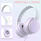 L22 Wired Headphones For Kids Girls Boys Women With Microphone, Foldable Stere
