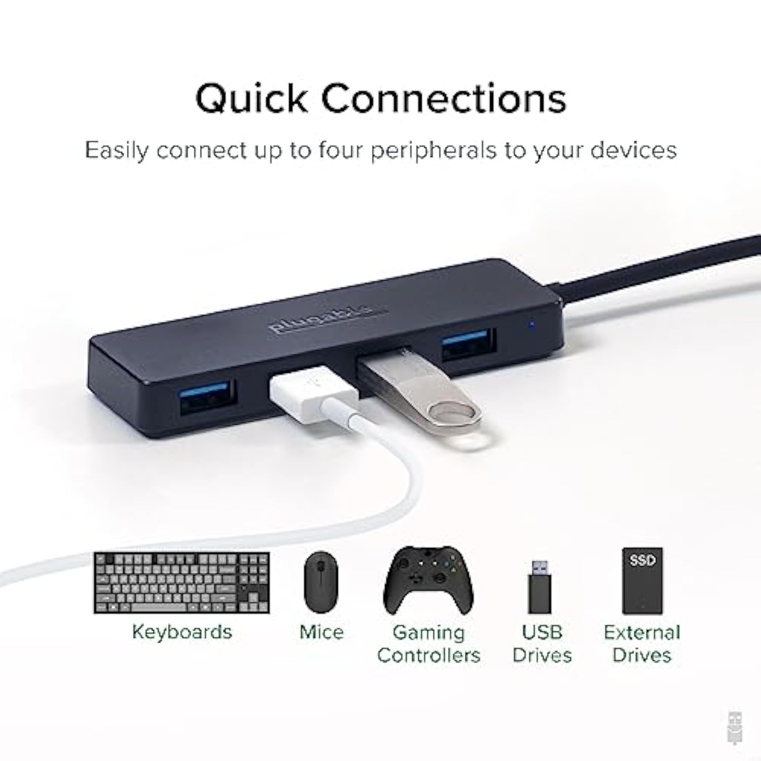 Usb C To Usb Adapter Hub, 4 Port Usb 3.0 Hub, Usb Splitter For Laptop, Compati