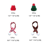 20 Pcs Mini Christmas Hat Scarf Xmas Knit Santa Hats Knitting Doll Caps Candy Covers Christmas Tree Ornaments Decorations For Cup Wine Bottle Dinner Table Diy Art Craft Crafting Party Supplies Favors