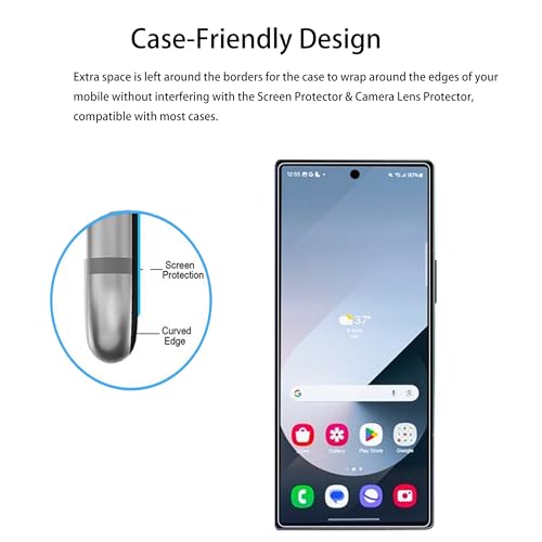 [2+2 Pack Tempered Glass Film For  Galaxy Z Fold 7 Screen Protector 2-Pack with Camera Lens Protector 2-Pack