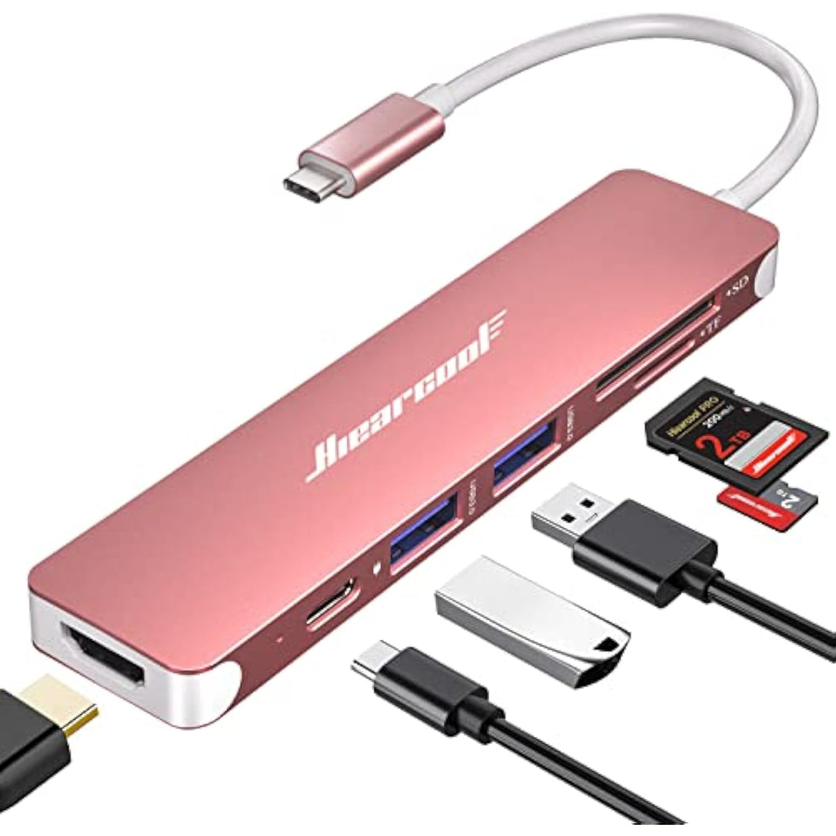 Usb C Hub,Usb C Dongle,7In1 Usb C To Hdmi Multple Adapter Compatible For Macbo