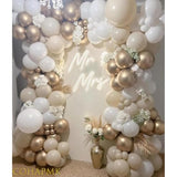 White Sand Gold Balloon Garland Arch Kit 144Pcs Beige Nude White With Metallic Chrome Gold Latex Balloons For Wedding Bridal Shower Engagement Party Decorations Birthday Baby Shower Supplies