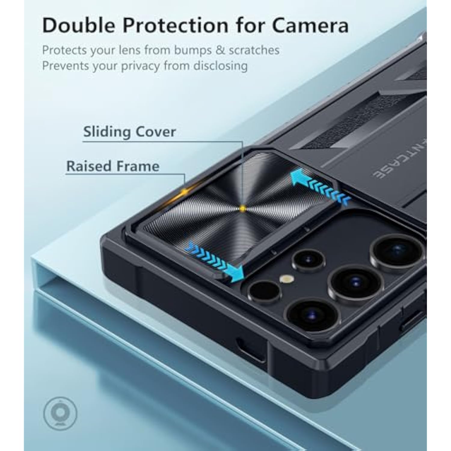 For Samsung Galaxy S24-Ultra Case: Rugged Protective S24 Ultra 5G Mobile Phone Cover With Kickstand & Slide | Tpu Shockproof Textured Bumper Military Grade Drop Protection, 6.8 Inch Black