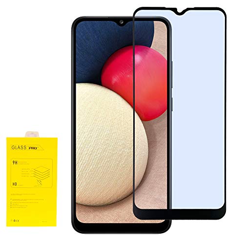 for  Galaxy A03S (SM-A037), Galaxy A02S (SM-A025) - Full Adhesive Tempered Glass Screen Protector - Black