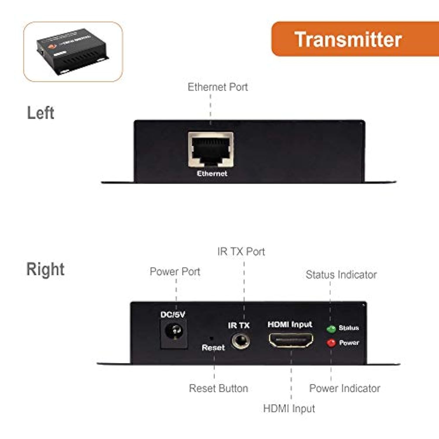 Hdmi Extender Over Single Cat5E/6/7 Cable Full Hd 1080P With Tcp/Ip, Ir Up To