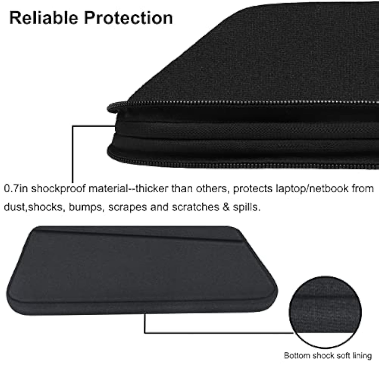 15.6 Inch Laptop Sleeve, Durable Computer Carrying Bag Protective Case Briefcase Handbag With Front Pocket, Slim Cover For 1516 Inch Hp, Dell, Lenovo, Asus, Notebook, Black