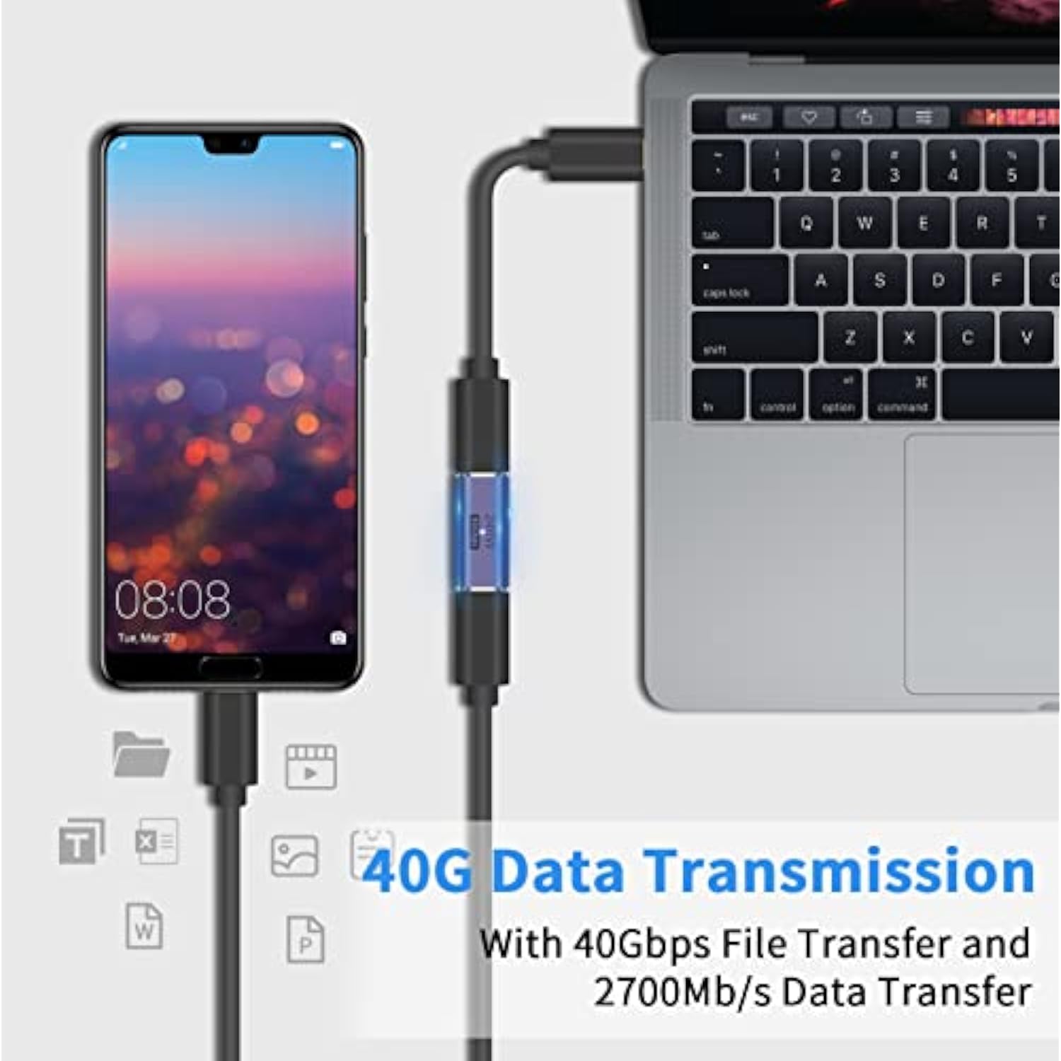 Usb C Female To Female Adapter, Usb C Coupler 240W Power Delivery, 40Gbps Usb