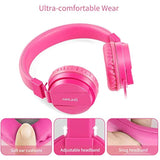 gorsun Kids Headphones, Lightweight Stereo Wired Toddler Headphones, Adjustable Headband Children's Headset for Smartphones Computer Pad Earphones(Pink)