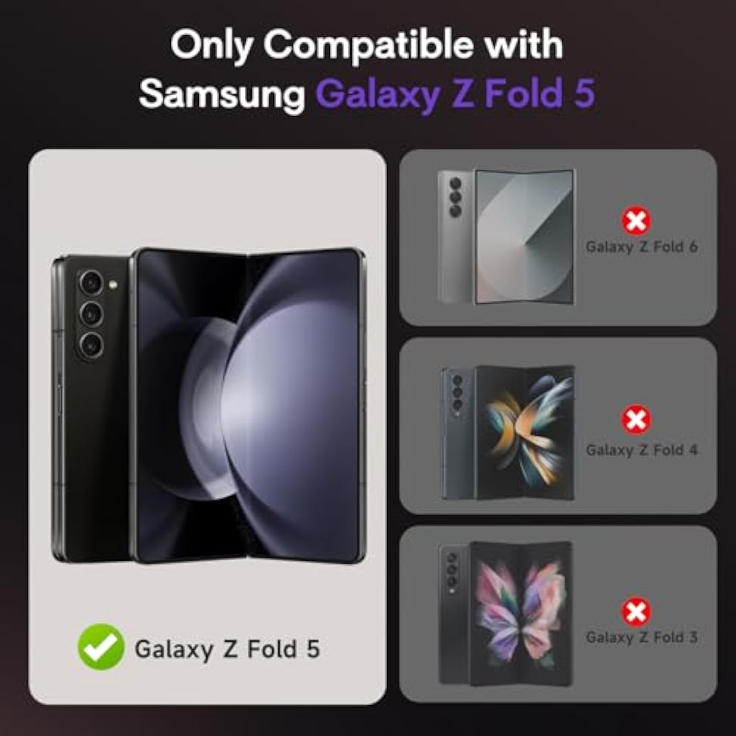 For Z Fold 5 Case [Compatible With Magsafe], With Hinge Protection And Built-In Screen Protector Magnet Magnetic Translucent Cover For Samsung Galaxy Z Fold 5 (Black)