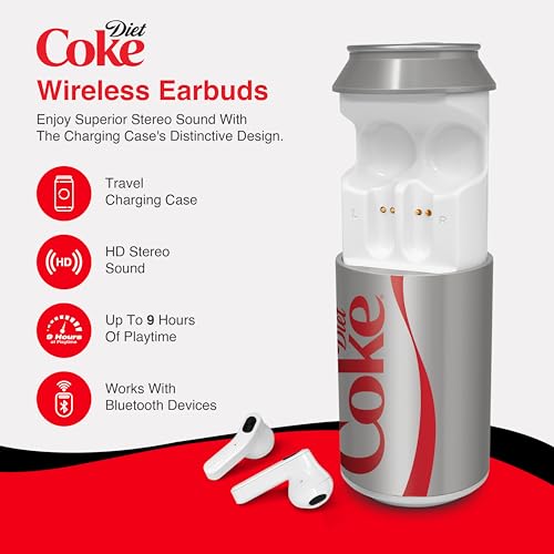 Diet Coke Can Shaped Wireless Earbuds  Bluetooth 5.0 Headphones With Built-In Mic, Voice Assistant Compatibility, 9H Playtime, Hd Stereo Sound, Noise Cancelling  Compatible With Apple & Android