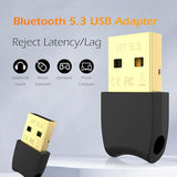 Bluetooth 5.3 Usb Adapter For Desktop Pc, Plug & Play Mini Dongle Receiver & Transmitter, Compatible With Laptop, Headphones, Keyboard, Mouse, Speakers, Printer, Windows 11/10/8.1