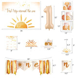 First Trip Around The Sun Birthday Decorations Party Supplies, Boho Sun 1St Birthday Decorations For Girl, First Trip Around The Sun Balloon Box Backdrop