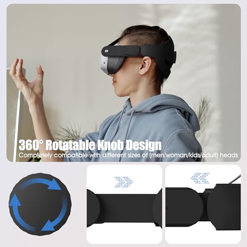 Head Strap Compatible For Quest 3S/Quest 3/Quest 2 Accessories With Head Cushion, Comfortable Protective Reduce Pressure - Black