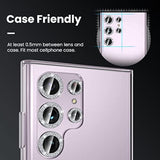 (3+2Pcs For Samsung Galaxy S23 Ultra 5G Camera Lens Protector, 9H Tempered Glass Camera Cover Screen Protector Metal Individual Ring [Installation Tray][Removal Tool][Case Friendly]- Glitter