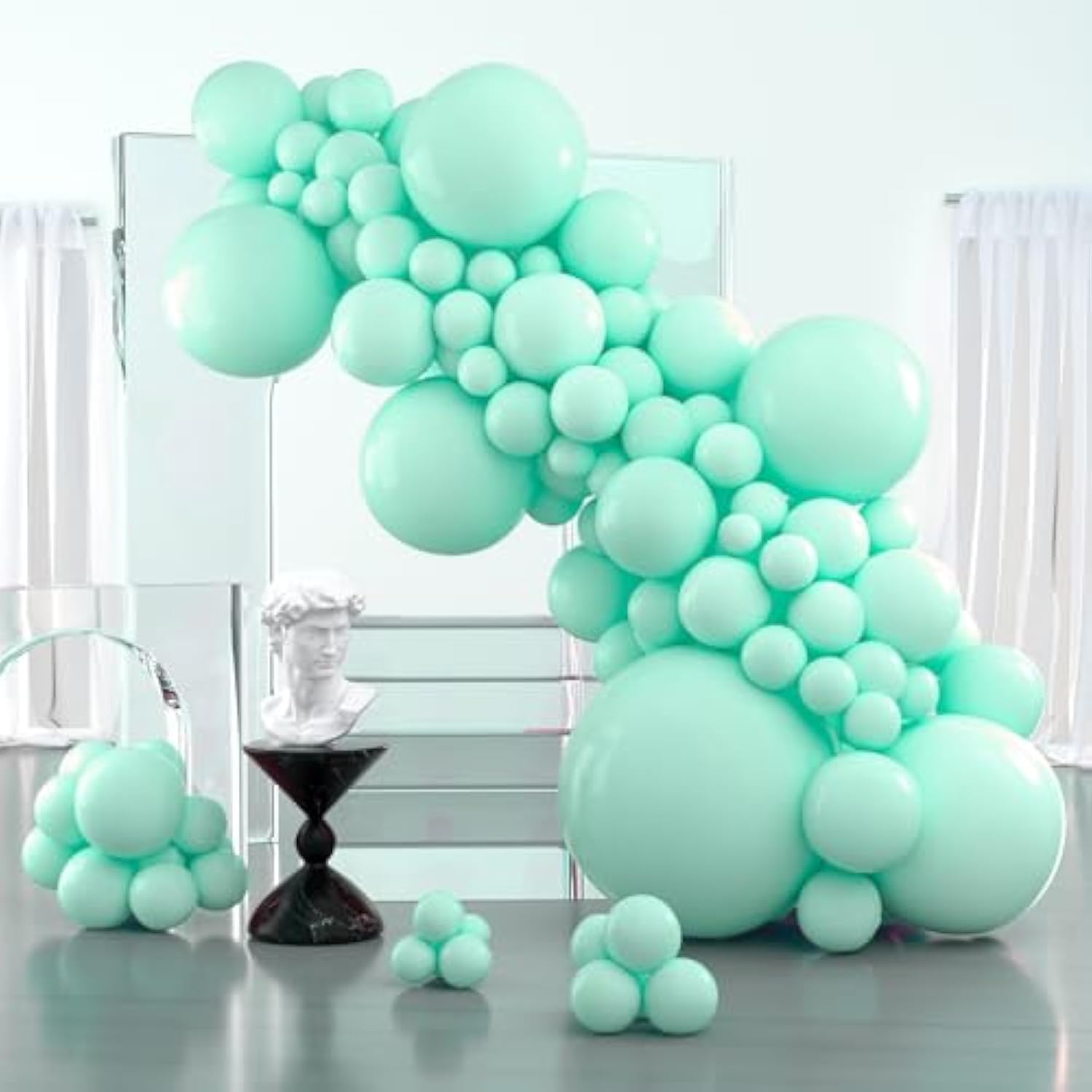 Mint Balloons, 100 Pcs Pastel Teal Different Sizes Pack Of 36 Inch 18 Inch 12 Inch 10 Inch 5 Inch Pastel Turquoise For Balloon Garland Or Arch As Party Decorations, Mint-Q03