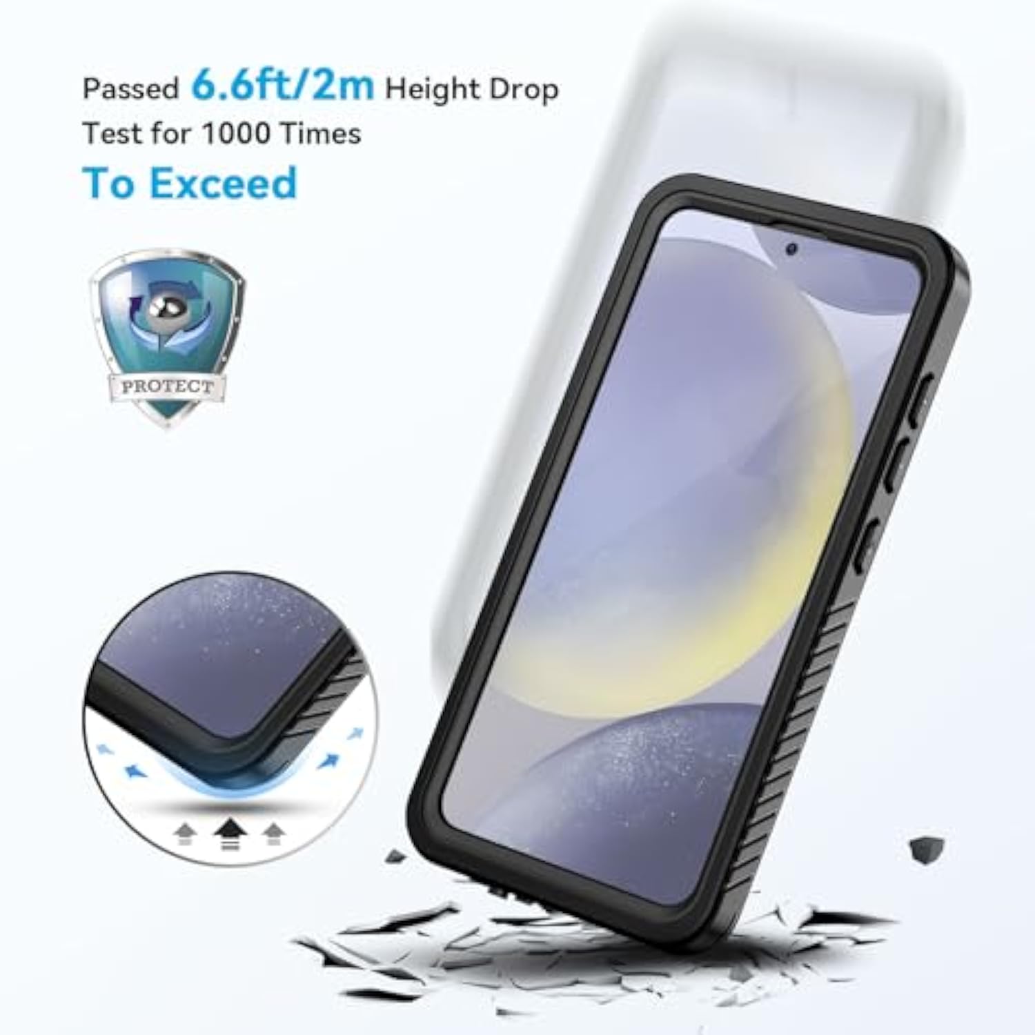 For Samsung Galaxy S24 Phone Case Ip68 Waterproof Dustproof, Builtin Screen Protector, Rugged Full Body Shockproof Protective Cover For Galaxy S24 5G 6.2 Inch, Black