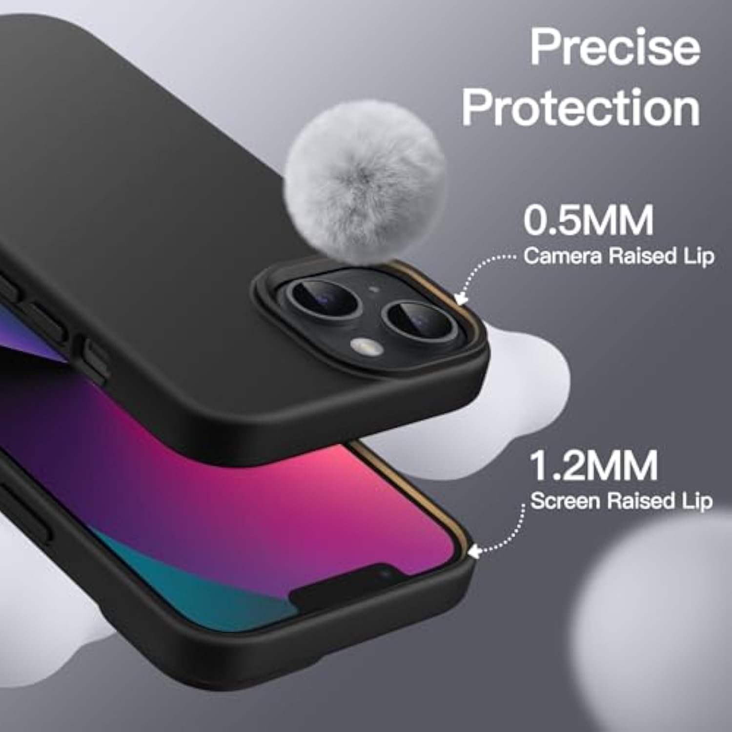 Jetech Silicone Case For 13 6.1-Inch, Silky-Soft Touch Full-Body Protective Phone Case, Shockproof Cover With Microfiber Lining (Black)
