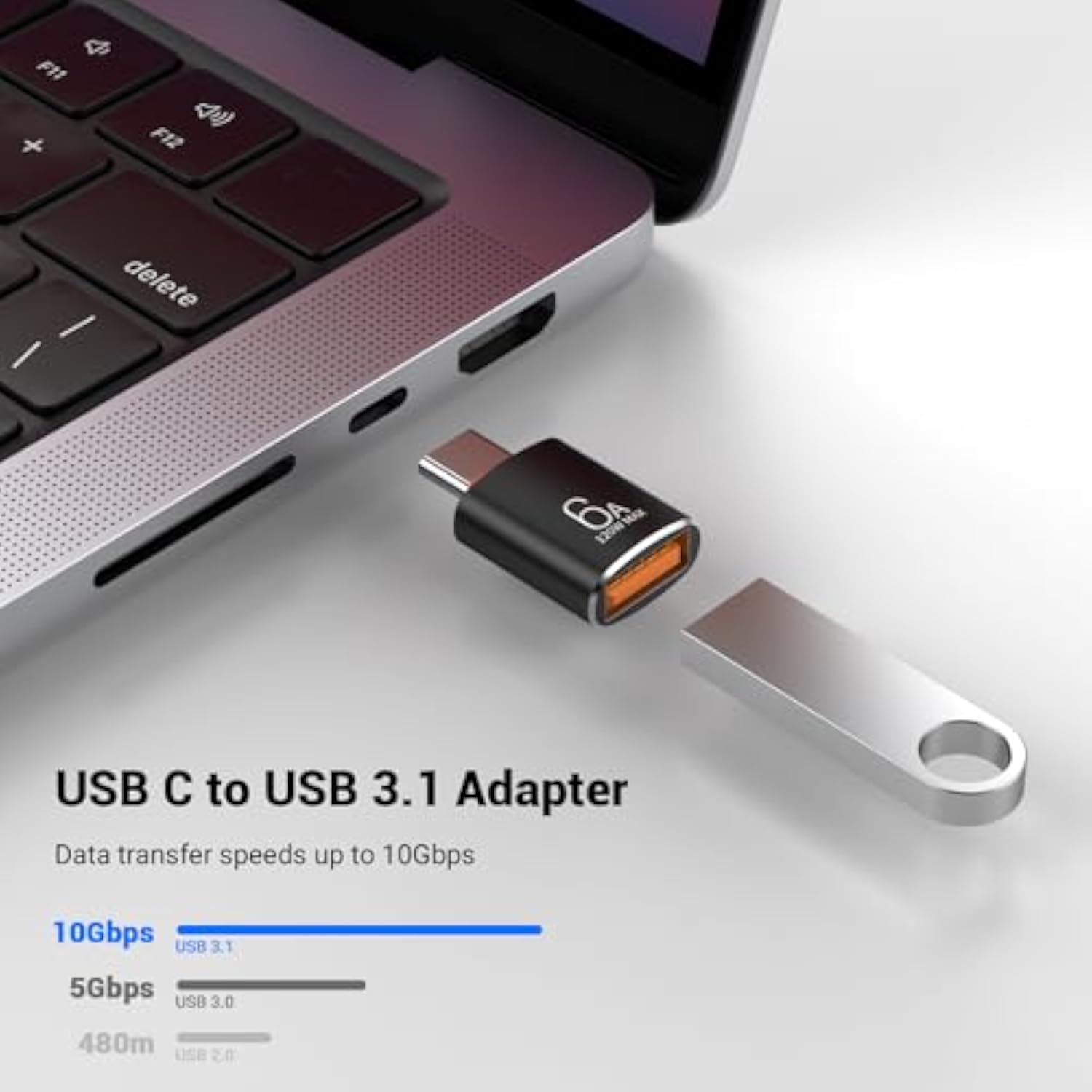 8 Pack 10Gbps/120W Type C Male To Usb Female Otg Adapter, Black Usb C To Usb3.1 Adapter For Smartphone, Pc, Laptop, Tablet, Keyboard Etc.