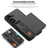 For Samsung Galaxy S25 Case With Card Holder Dual Layer Heavy Duty Protective Case Hidden Card Slot Slim Wallet Cover For Samsung S25 6.2''(Black)
