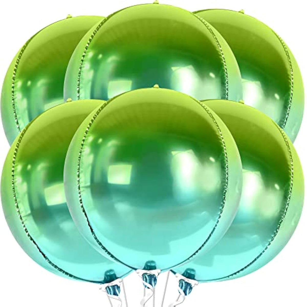 , Big Gradient Green Mylar Balloons - 22 Inch, Pack Of 6 | Xtralarge Metallic Green Balloons For Tropical Party Decorations, Birthday Decoration, Halloween Decorations