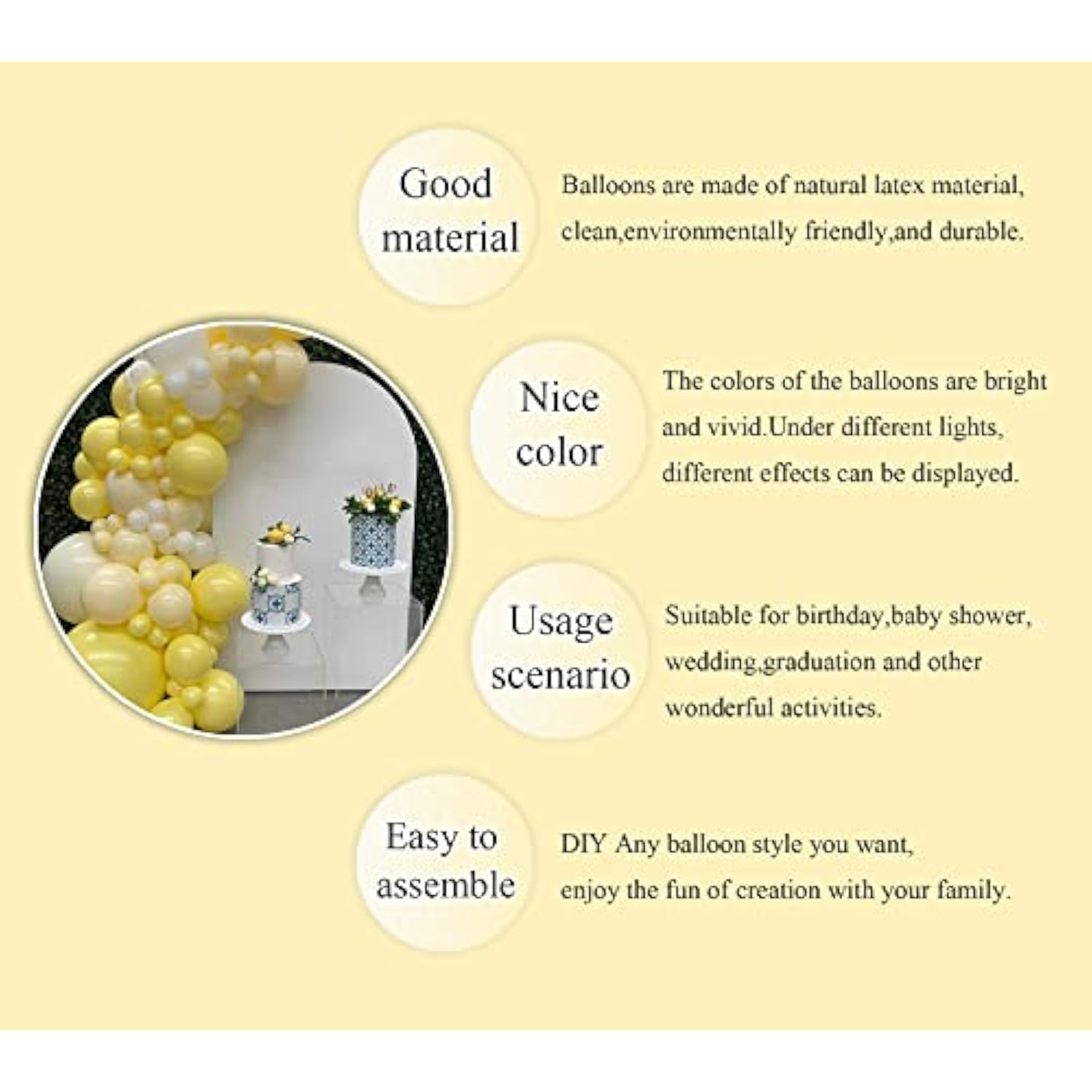 Yellow Balloon Arch Garland Kit-White Balloon 122Pcs For Graduation,Birthday,Easter,Baby Shower,Christmas,Fiesta Party Decoration.