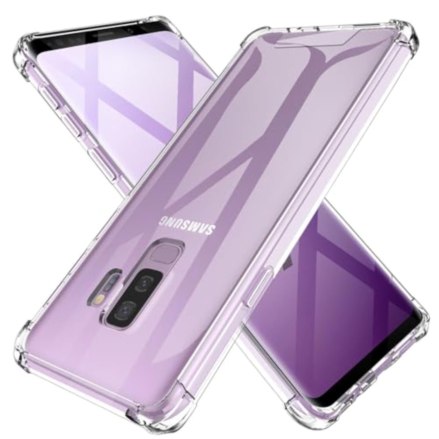 Clear Protective Case for Samsung Galaxy S9 Plus and S9+, Shockproof Bumper with Airbag Corners, Hybrid Design Hard PC Back and Flexible TPU Frame