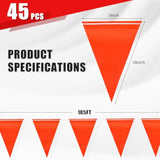 105Ft Safety Warning Pennant Banner Flags – Multipurpose Osha High Visibility Triangle Flags For Outside Fence, Roadwork, Party And Hazard Areas(Orange,45Pcs,105Ft)