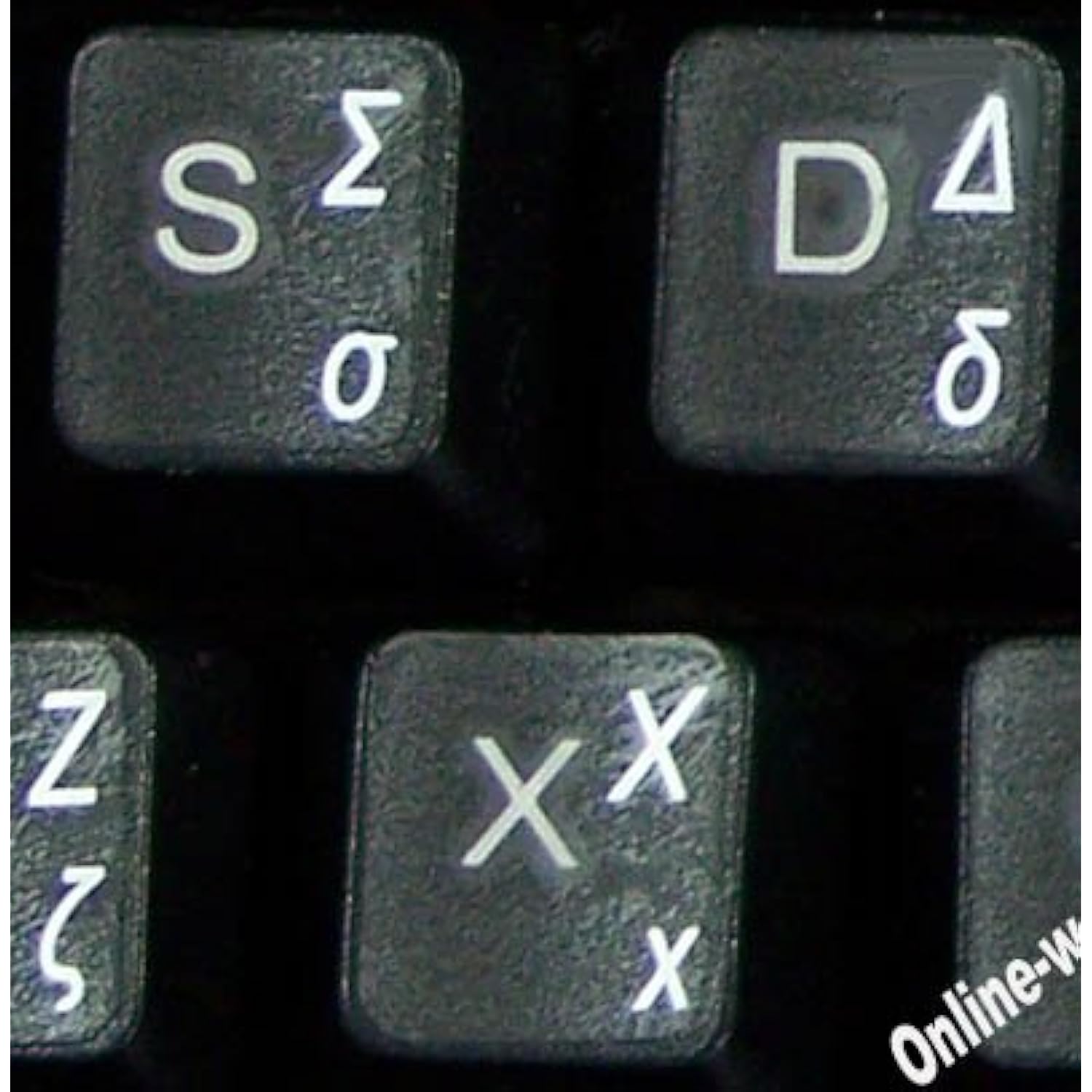 Online-Welcome Greek Keyboard Stickers Transparent Background White Lettering