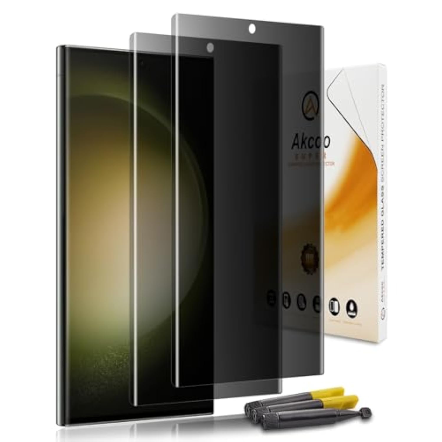 Privacy Screen Protector For Samsung Galaxy S23 Ultra [2 Pack], Tempered Glass Uv Set, Anti Spy, 9H Hardness Scratch Resistant, Fingerprint-Id Compatible, Sensitive Touch