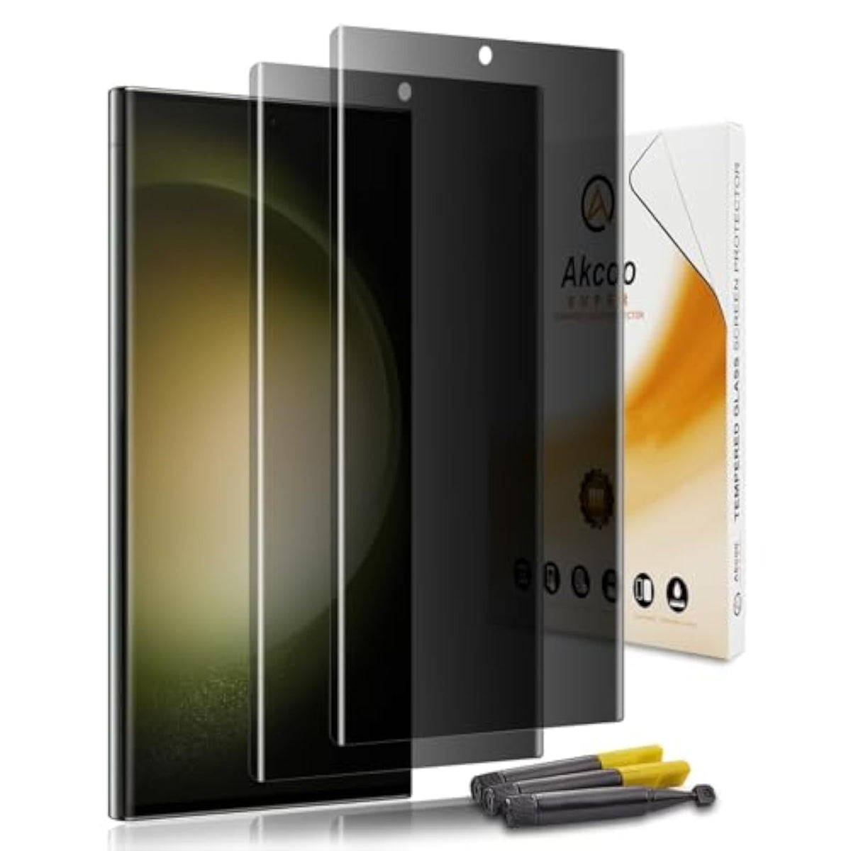 Privacy Screen Protector For Samsung Galaxy S23 Ultra [2 Pack], Tempered Glass Uv Set, Anti Spy, 9H Hardness Scratch Resistant, Fingerprint-Id Compatible, Sensitive Touch