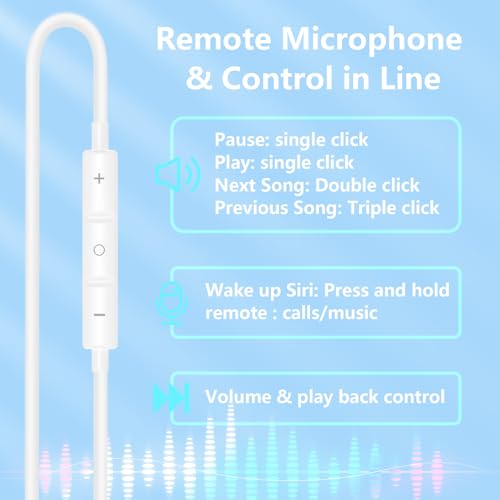 [ MFi Certified] 2 Pack Lightning Wired Earbuds for iPhone, True Plug and Play in-Ear Headphones with Microphone & Volume Control, Noise