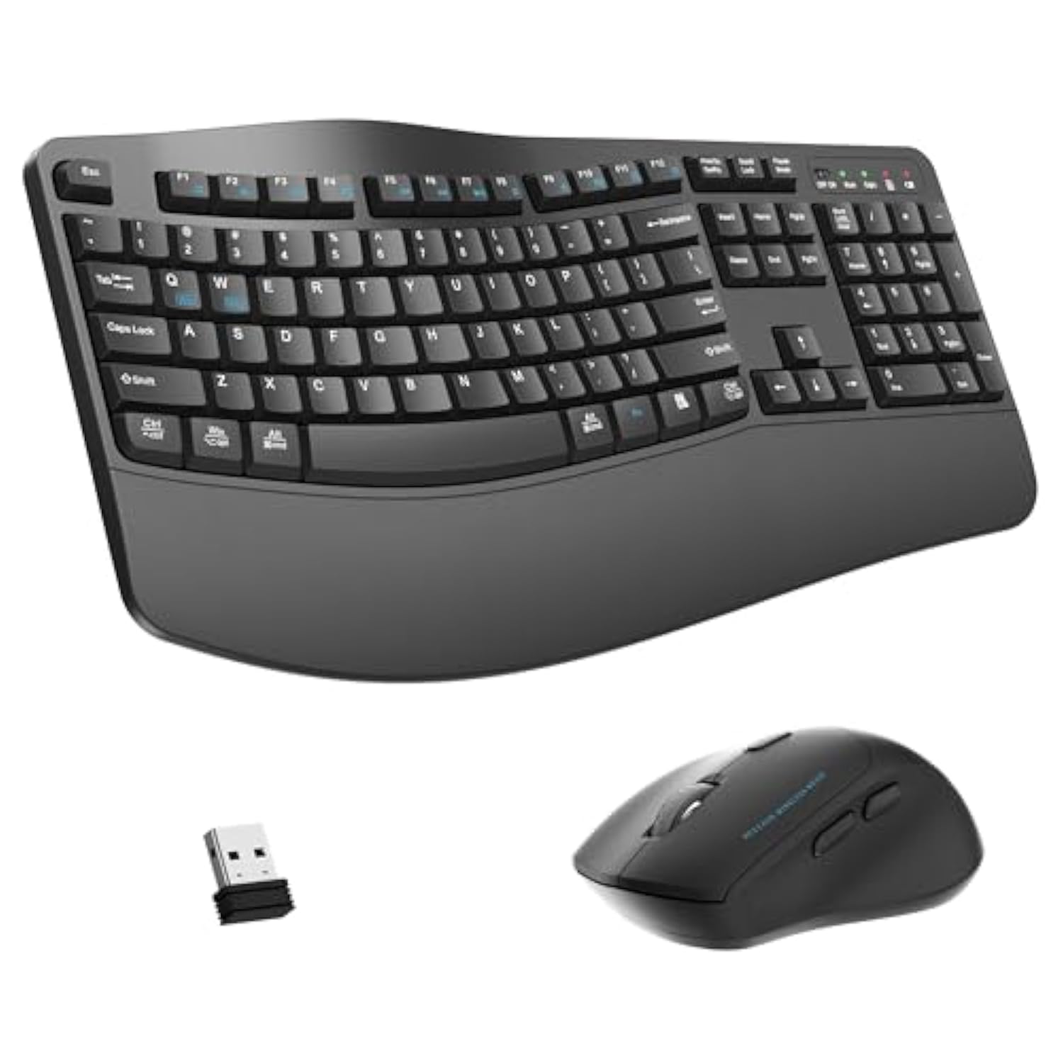 Wireless Keyboard And Mouse Combo,2.4G Full Size Wave Keys Ergonomic Keyboard With Wrist Rest For Natural Typing, 3 Dpi Adjustable Ergonomic Silent Mouse For Computer/Laptop/Windows/Mac (Grey)