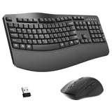 Wireless Keyboard And Mouse Combo,2.4G Full Size Wave Keys Ergonomic Keyboard With Wrist Rest For Natural Typing, 3 Dpi Adjustable Ergonomic Silent Mouse For Computer/Laptop/Windows/Mac (Grey)