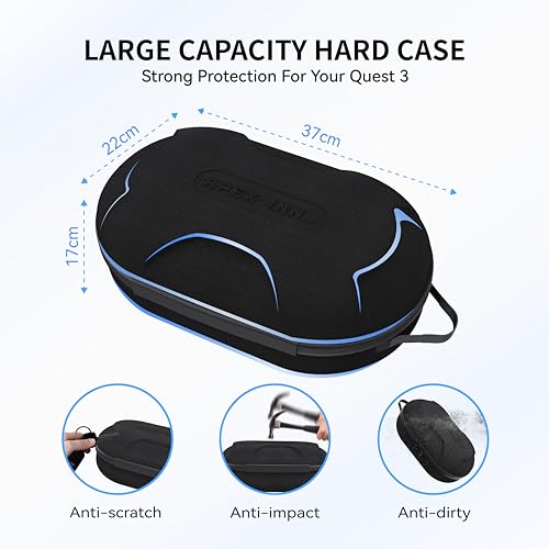Large Carrying Case for Meta Quest 3, Quest 3S, Oculus Quest 2, and  Vision Pro Hard Travel & Storage Bag Fits VR Headset with Elite Strap and