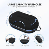 Large Carrying Case for Meta Quest 3, Quest 3S, Oculus Quest 2, and  Vision Pro Hard Travel & Storage Bag Fits VR Headset with Elite Strap and