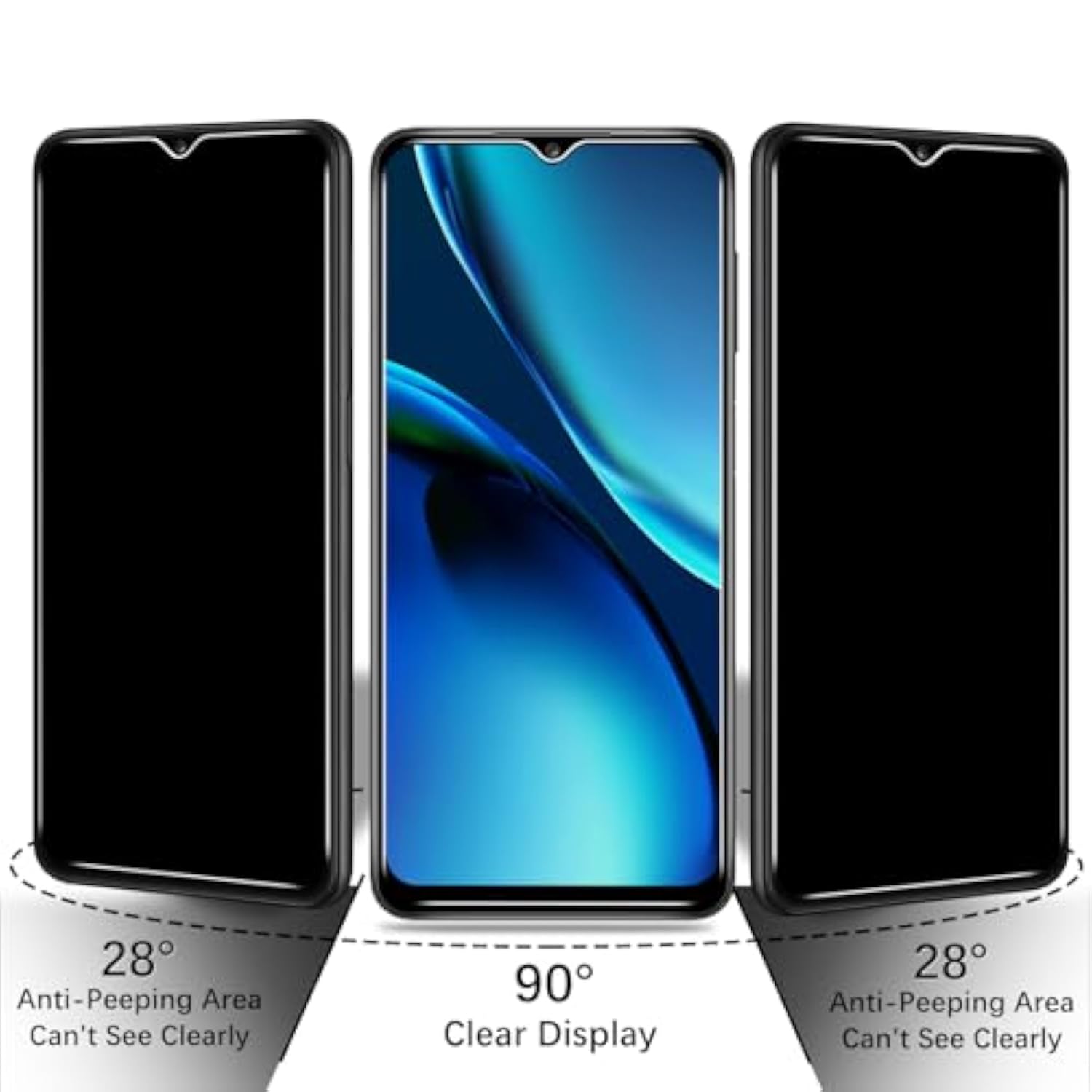 [3 Pack Privacy Screen Protector For Samsung Galaxy A12 / A13 / A32 5G / A42 / A03S / A03 / A02S / A02 Anti Spy Private Tempered Glass, Anti-Scratch, Bubble Free
