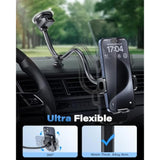 Solid Car Truck Phone Mount Holder With 14-Inch Gooseneck Long Arm, Windshield Window Mobile Holders W/Industrial-Strength Suction Cup, Anti-Shake Stabilizer Compatible All Cell Phones Iphone