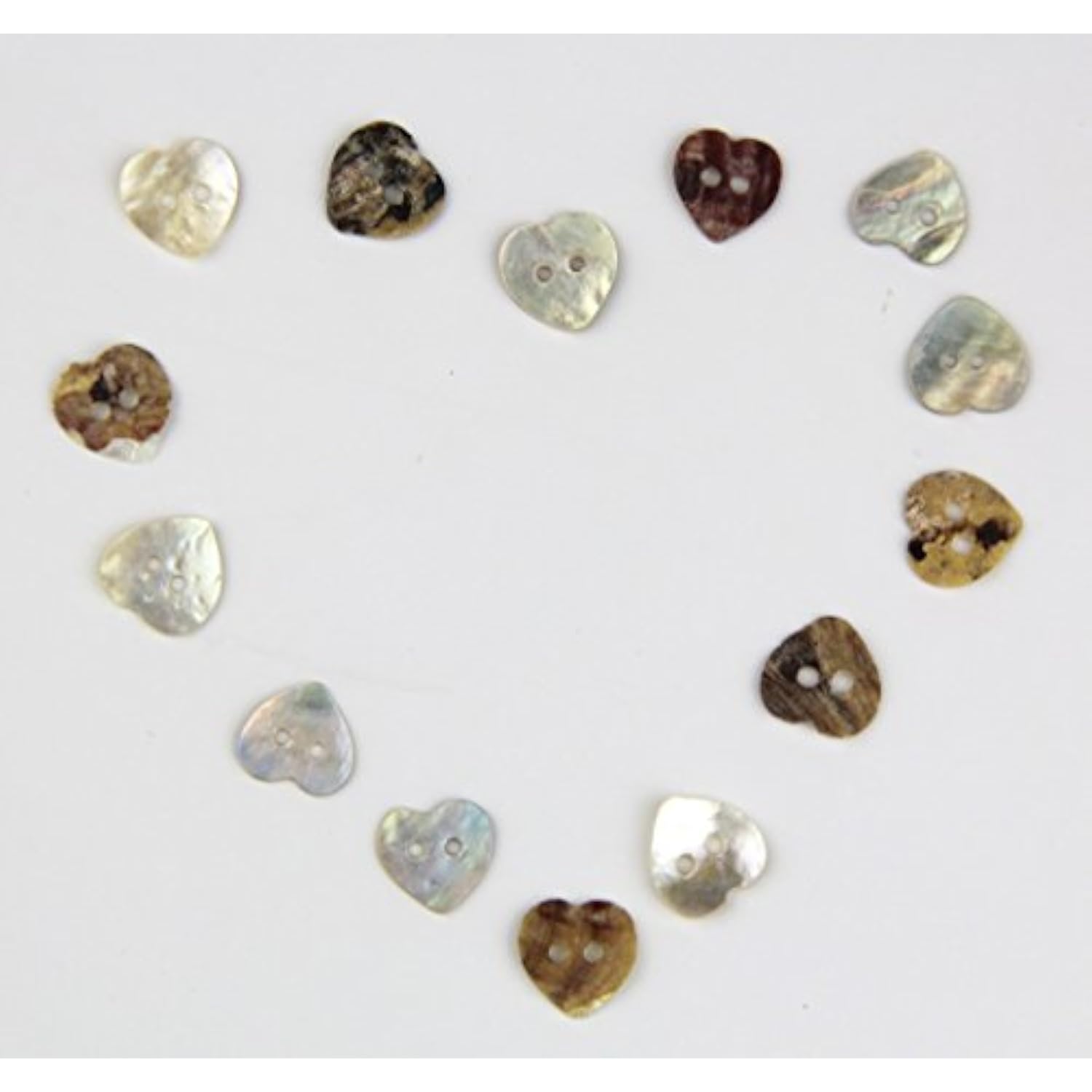 Pack Of 12Mm 2 Holes Heart Shaped Mother Of Pearl Delicate Natural She