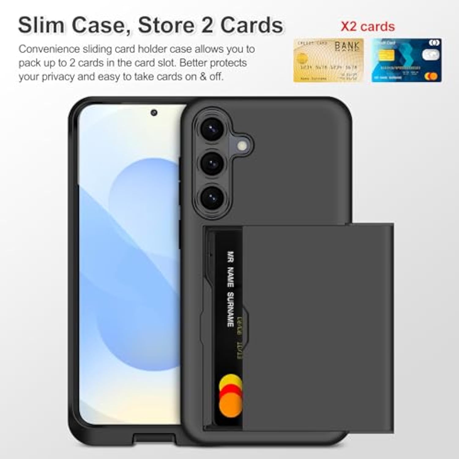 For Samsung Galaxy S25 Case With Screen Protector + Camera Cover [4-In-1] Galaxy S25 Case Wallet Card Holder Heavy Duty Protective Dual Layer Shockproof Phone Case For Galaxy S25, Black
